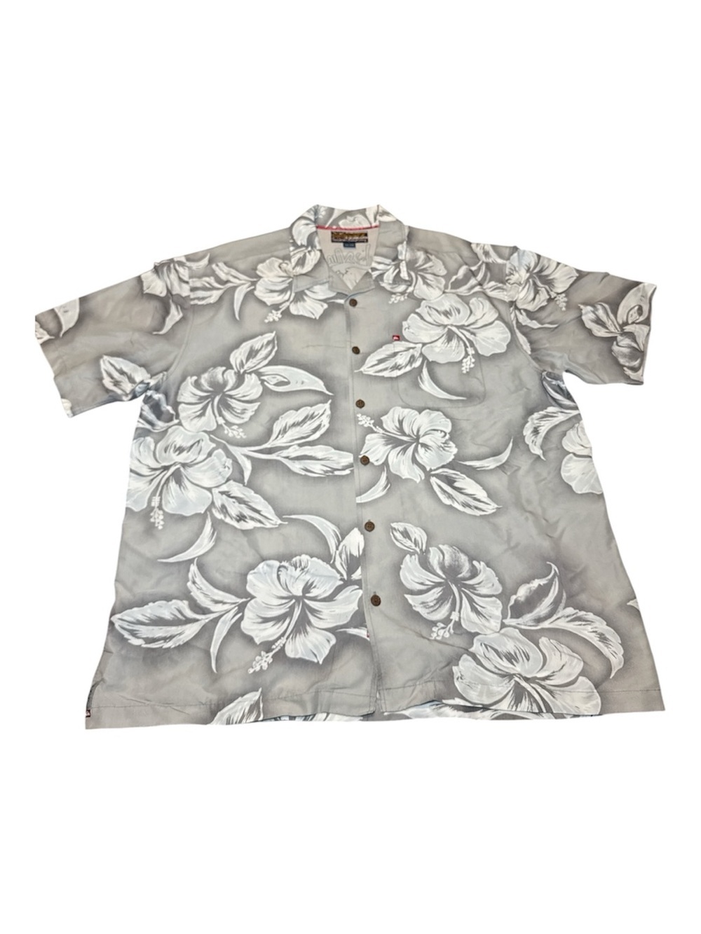 Vintage Quiksilver Boardriding Hibiscus Floral  Hawaiian Button Down Shirt XXL
